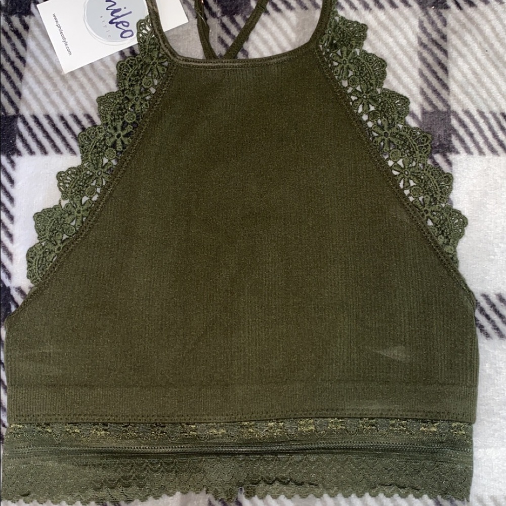 Size small olive green tank crop top.
